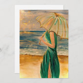 Transluzente Frau am Meeresflachentekard Dankeskarte (Vorne/Hinten)