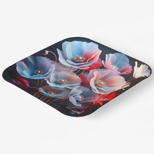 Transluzente Pflaumen auf schwarz Pappteller (Gewinkelt)