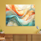 Transluzenter Fluss: Abstrakt in Orange, Taupe, Aq Leinwanddruck (Insitu (Wohnzimmer))