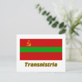 Transnistria-Flagge mit Namen Postkarte (Stehend Vorderseite)