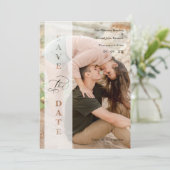 Transparency Photo Script Cut Paper Effect Wedding Save The Date (Stehend Vorderseite)