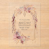 Transparent Boho Floral Western Hochzeit Acryleinladungen (Vorderseite)