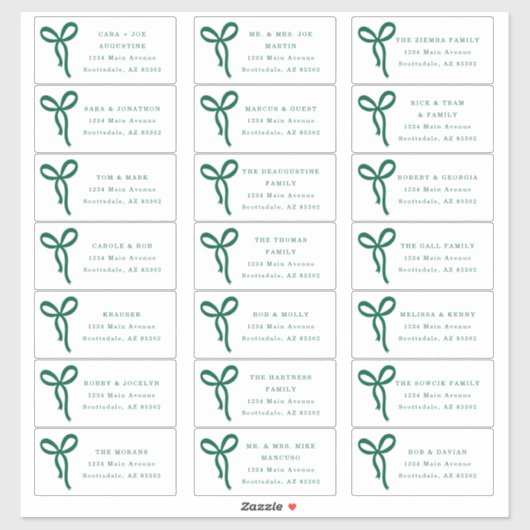 Transparent Bow Wedding Guest Address Labels (Blatt)