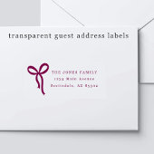 Transparent Bow Wedding Guest Address Labels