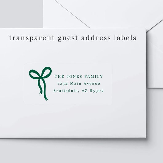 Transparent Bow Wedding Guest Address Labels