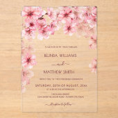  Transparent Cherry Blossom Wedding Acryleinladungen (Vorderseite)