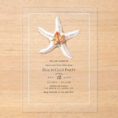 Transparent Coastal Chic Fall Beach Club Party Acryleinladungen (Vorderseite)