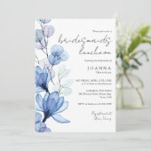 Transparent Dusty Blue Floral Bridesmaids Luncheon Einladung (Stehend Vorderseite)
