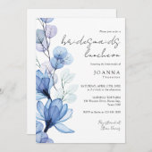 Transparent Dusty Blue Floral Bridesmaids Luncheon Einladung (Vorne/Hinten)