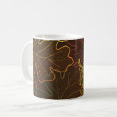 Transparent Eichenblätter, Herbstmuster. Kaffeetasse (Vorderseite Links)