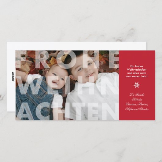 Transparent Frohe Weihnachten in Red Foto Card (Vorne/Hinten)