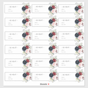 Transparent Gastadresse Erröten Burgunderblau Mari Aufkleber