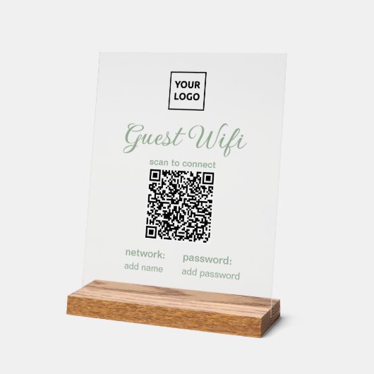 Transparent Guest WiFi Sign with QR Code  Acrylschild (Winkel)
