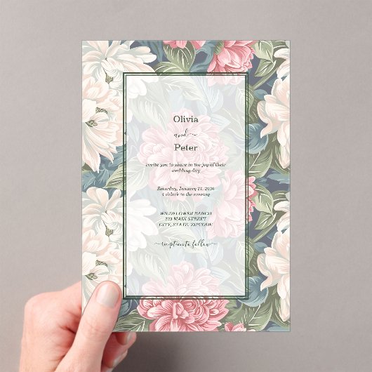 Transparent Modern Floral Wedding Invitation Acryleinladungen (Insitu (Handheld))
