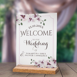 Transparent Orchid Minimalist Wedding Welcome Sign Acrylschild