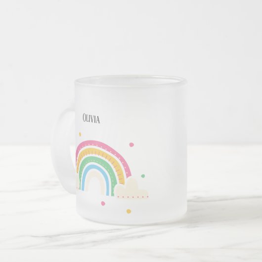 Transparent Rainbow Clouds Personalized Kids' Mug  Mattglastasse (Vorderseite Links)