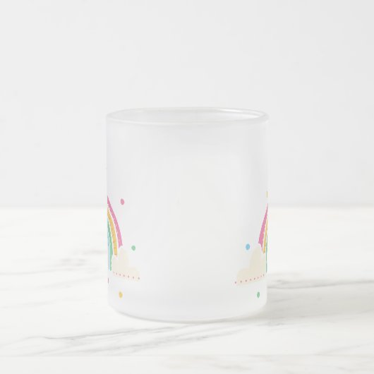 Transparent Rainbow Clouds Personalized Kids' Mug Mattglastasse (Mittel)