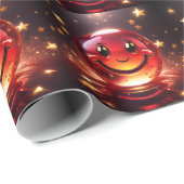 Transparent Red Bubbly Face With Stars Geschenkpapier (Rolleneckpunkt)