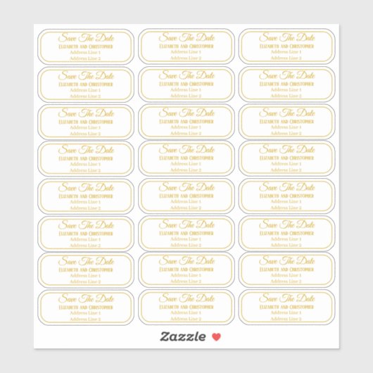 Transparent Save The Date Gold Rücksendeadresse Aufkleber (Blatt)