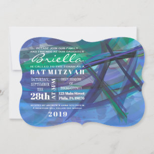 TRANSPARENT STAR Bat Bar Mitzvah Einladung blau