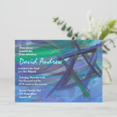 TRANSPARENT STAR Bat Bar Mitzvah Einladung blau (Stehend Vorderseite)