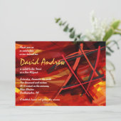 TRANSPARENT STAR Bat Bar Mitzvah Einladung rot (Stehend Vorderseite)