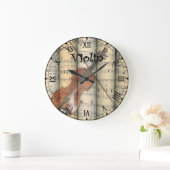 Transparent Violin ~ Rolled Vintage Sheet Music ~ Große Wanduhr (Zuhause)