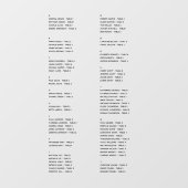 Transparente alphabetische Sitzdiagramme - nur Nam Fensteraufkleber (Blatt)