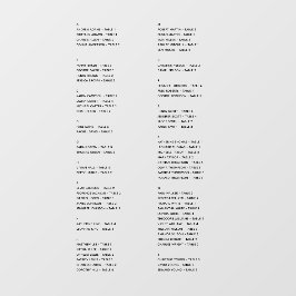 Transparente alphabetische Sitzdiagramme - nur Nam Fensteraufkleber