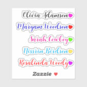 Transparente Aufkleber für lange/Nachnamen mit Her (Blatt)