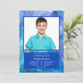 Transparente Blätter Einladung zum blauen Foto (Stehend Vorderseite)