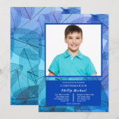 Transparente Blätter Einladung zum blauen Foto (Vorne/Hinten)