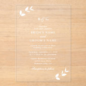 Transparente Blätter Elegante Monogramm-Hochzeit Acryleinladungen (Vorderseite)