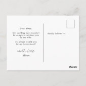 Transparente blaue Imitate Foil Bridesmaid Einladu Postkarte (Rückseite)