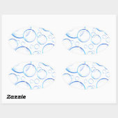 Transparente blaue Seifenblasen Ovaler Aufkleber (Blatt)