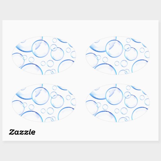 Transparente blaue Seifenblasen Ovaler Aufkleber (Blatt)