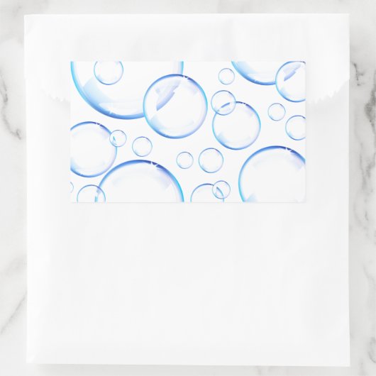 Transparente blaue Seifenblasen Rechteckiger Aufkleber (Tasche)