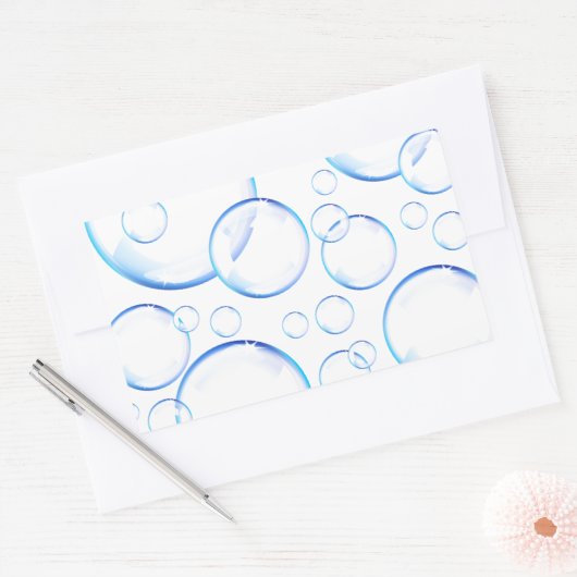 Transparente blaue Seifenblasen Rechteckiger Aufkleber (Umschlag)