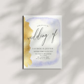 Transparente Blaue Wasserfarbe Gold Imitate Hochze Einladung