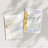 Transparente Blaue Wasserfarbe Gold Imitate Hochze Einladung