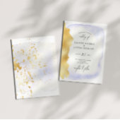 Transparente Blaue Wasserfarbe Gold Imitate Hochze Einladung