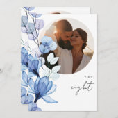 Transparente Blautafelnummer des dunkelblauen Blüt Einladung (Vorne/Hinten)