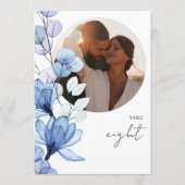 Transparente Blautafelnummer des dunkelblauen Blüt Einladung (Vorderseite)