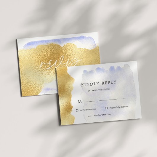 Transparente Blue Gold Foil UAWG Response Card RSVP Karte