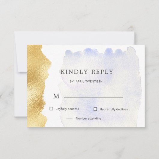 Transparente Blue Gold Foil UAWG Response Card RSVP Karte (Vorderseite)