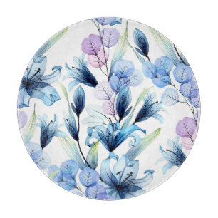 Transparente Blume, nahtloses Wasserfarbenmuster Schneidebrett