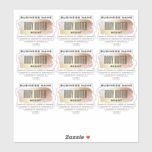 Transparente Body Butter Labels Gold Opal Glitzern (Blatt)