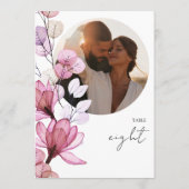 Transparente dusty Rose Blumendatentabelle Einladung (Rückseite)