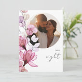 Transparente dusty Rose Blumendatentabelle Einladung (Stehend Vorderseite)