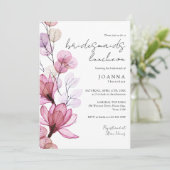 Transparente Dusty Rose Floral Bridesmaids Luncheo Einladung (Stehend Vorderseite)